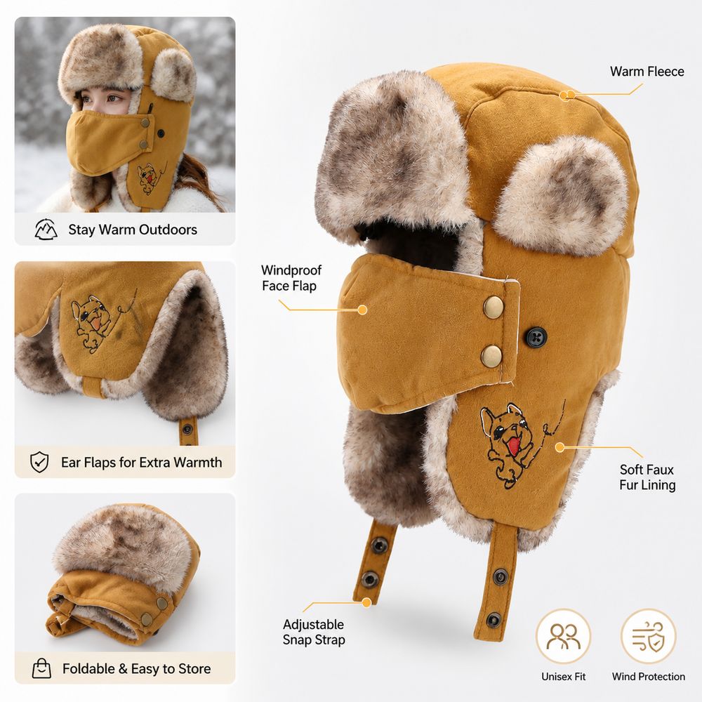 New Faux Fur Lining Trapper Ha - Trapper Hat Ear Flap recension och pris