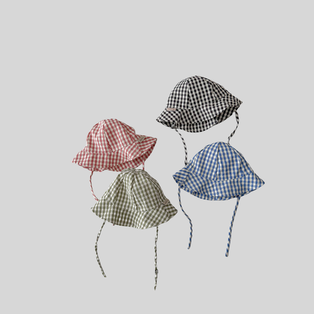 Ins Style Plaid Baby Bucket Ha - Bucket Hat Cotton recension och pris